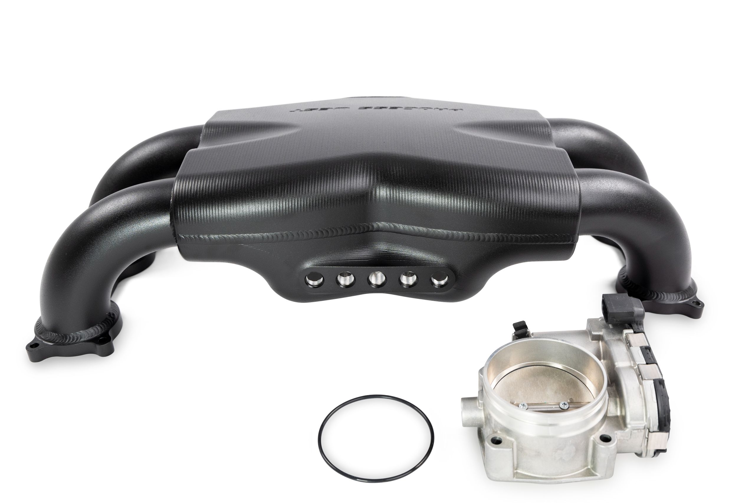 Intake manifold Reverse orientation to suit Bosch drive by wire 74mm throttle body - Black Finish